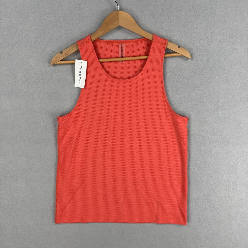 Outdoor Voices Tank Top Womens XS Hot Coral Orange ThinkFast Mesh Athletic Run